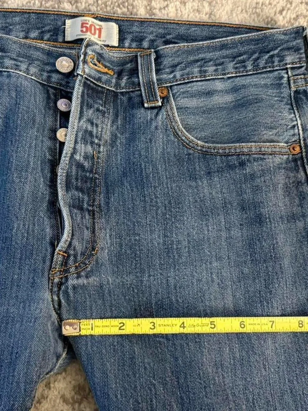 Levi's 501 blue denim straight button fly jeans size 34/30